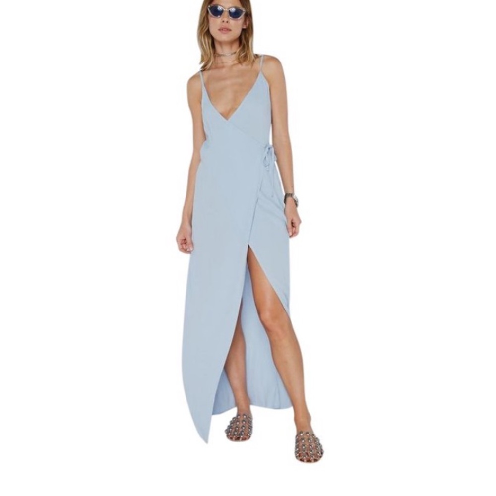 Flynn Skye light blue wrap long dress XS NWT